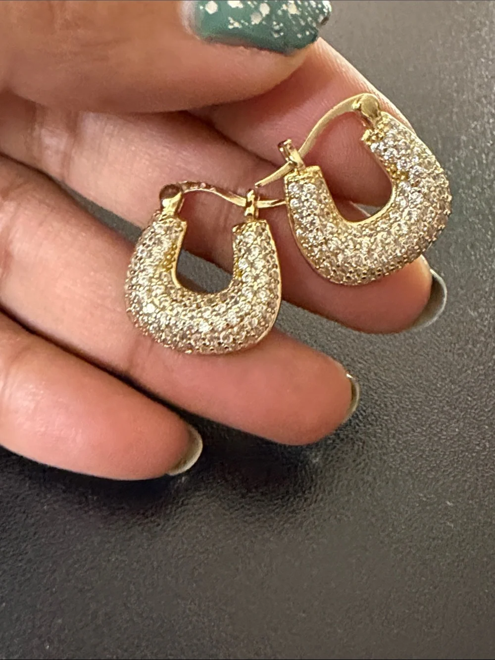 Gold Pavé Crystal Horseshoe Hoop Earrings - Brand
